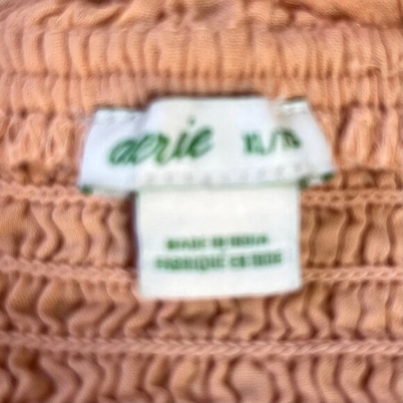 Aerie Smocked Tiered Baby Doll Sun Dress Size XL Peach Tie Straps Lightweight - Picture 6 of 9
